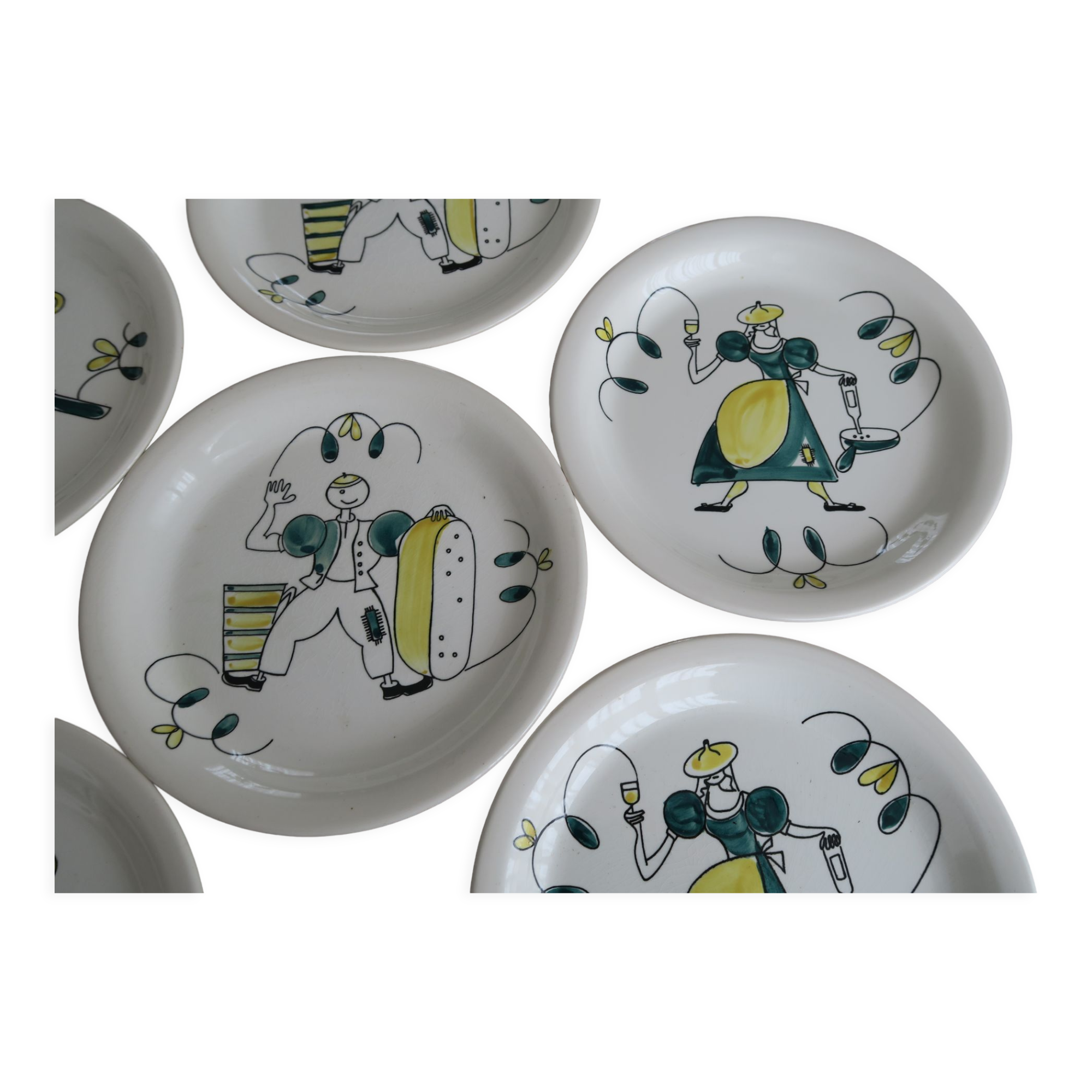 6 assiettes Stavanger Flint Norway assorties  1950-60 scandinaves.