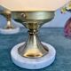 Lampe mid century avec opaline soucoupe blanche