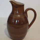 Ancien pichet cruche en grès marron vernissé H 20.5 cm