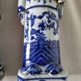 Pair of vintage Chinese blue and white porcelain figurines depicting