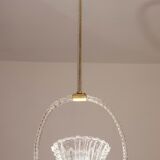 Ercole Barovier Art Deco Chandelier, "Bullicante" Glass Murano, 1940