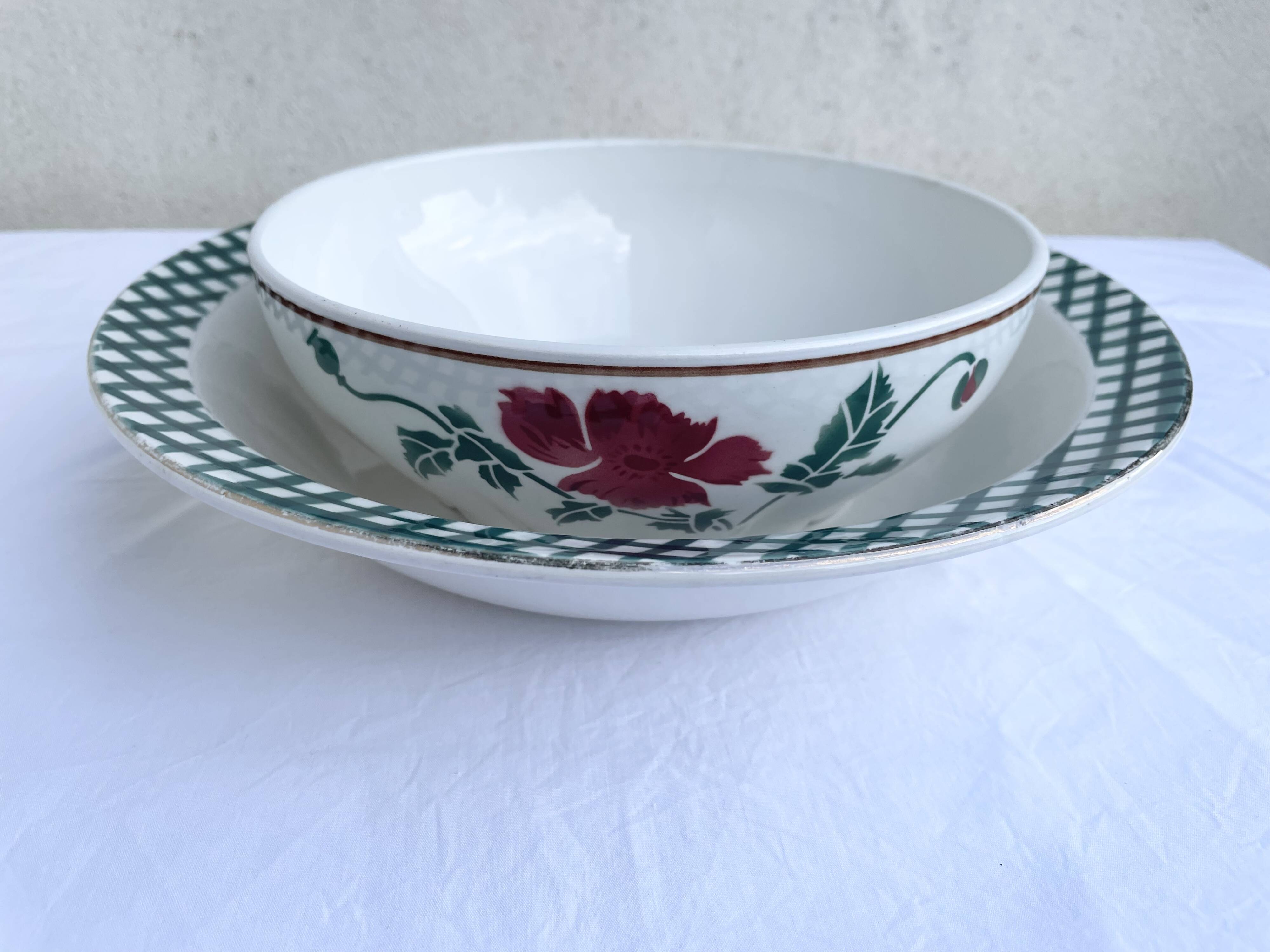 Vintage salad bowl HBCM Luxeuil model opaque porcelain
