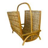 Vintage rattan magazine holder 60s