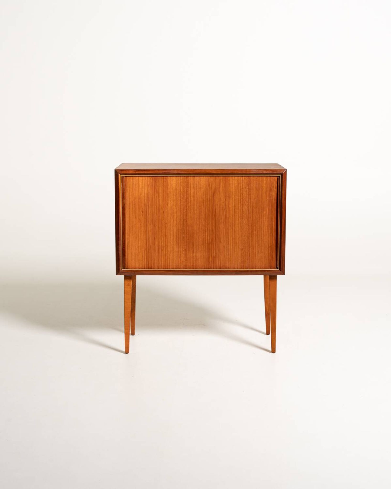 Cabinet de bar tambour en teck scandinave
