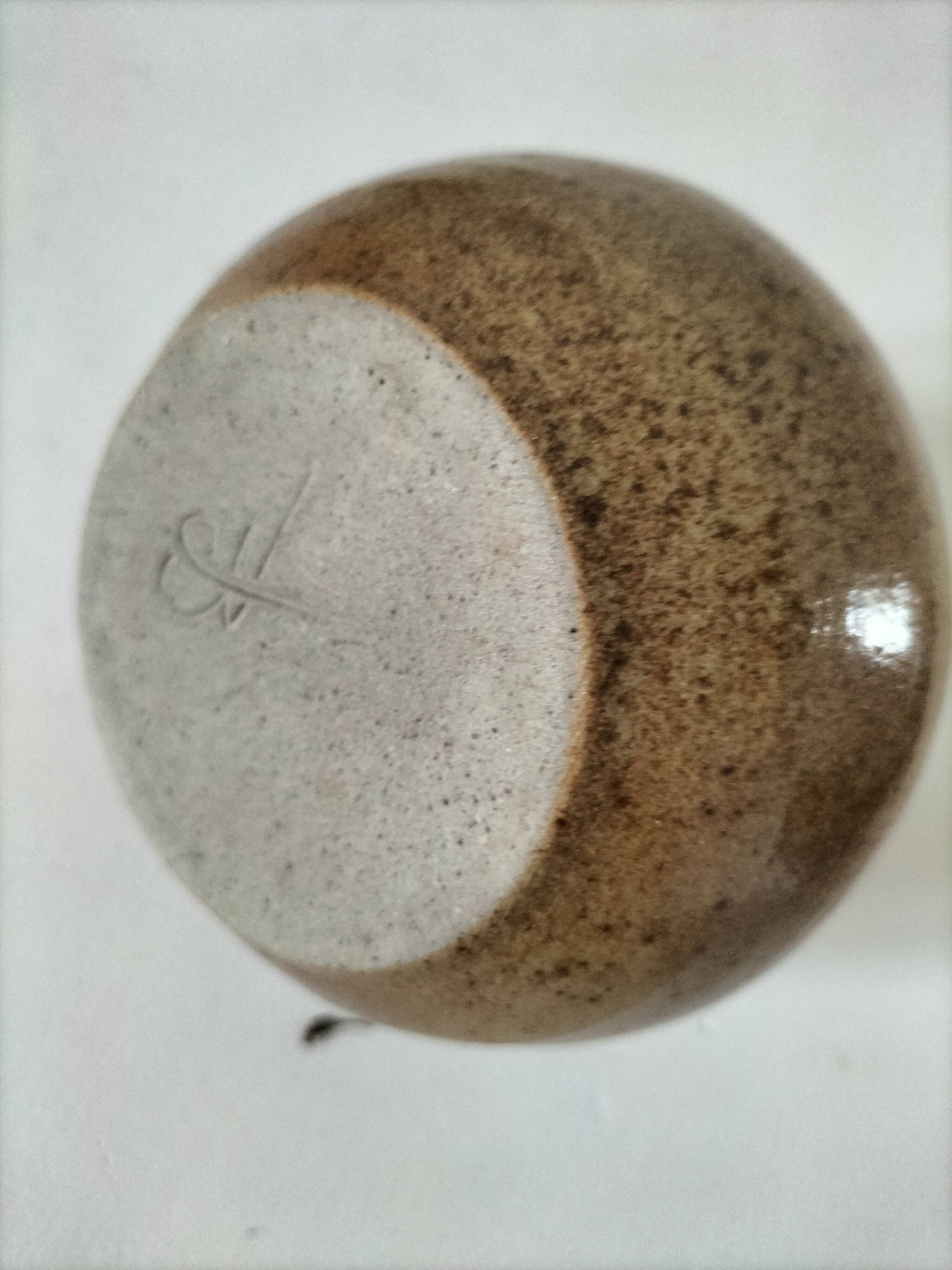 Flower vase in stoneware, signed