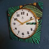 Vintage clock silent wall clock "Chronica ochre green"