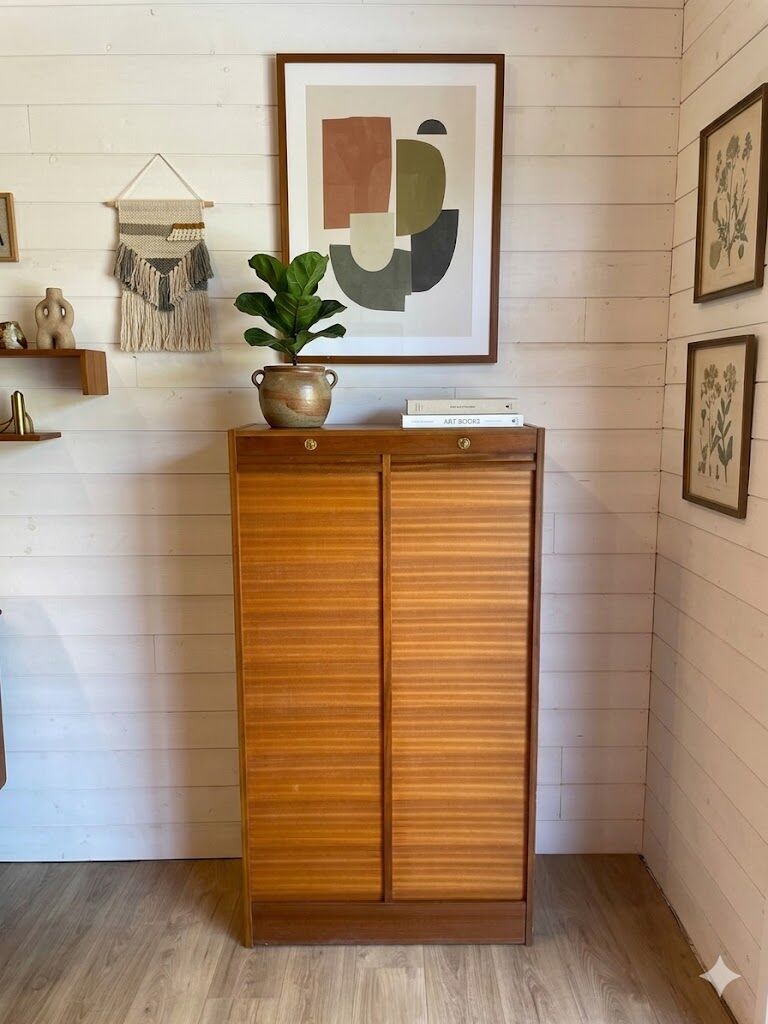 Meuble à Rideaux Vintage – Classeur / Rangement Scandinave Années 60