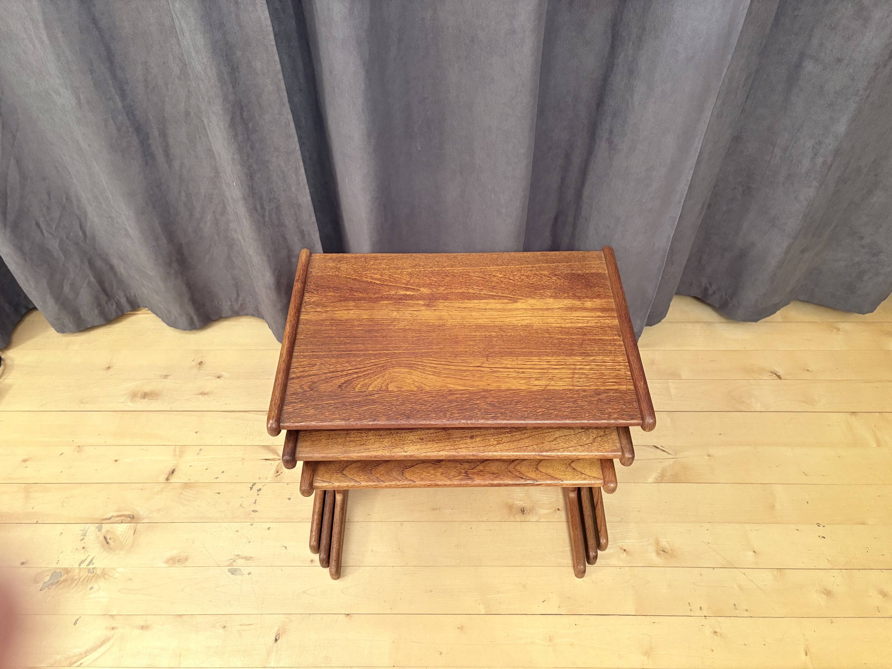 Set of three teak tables, Denmark, 1960s