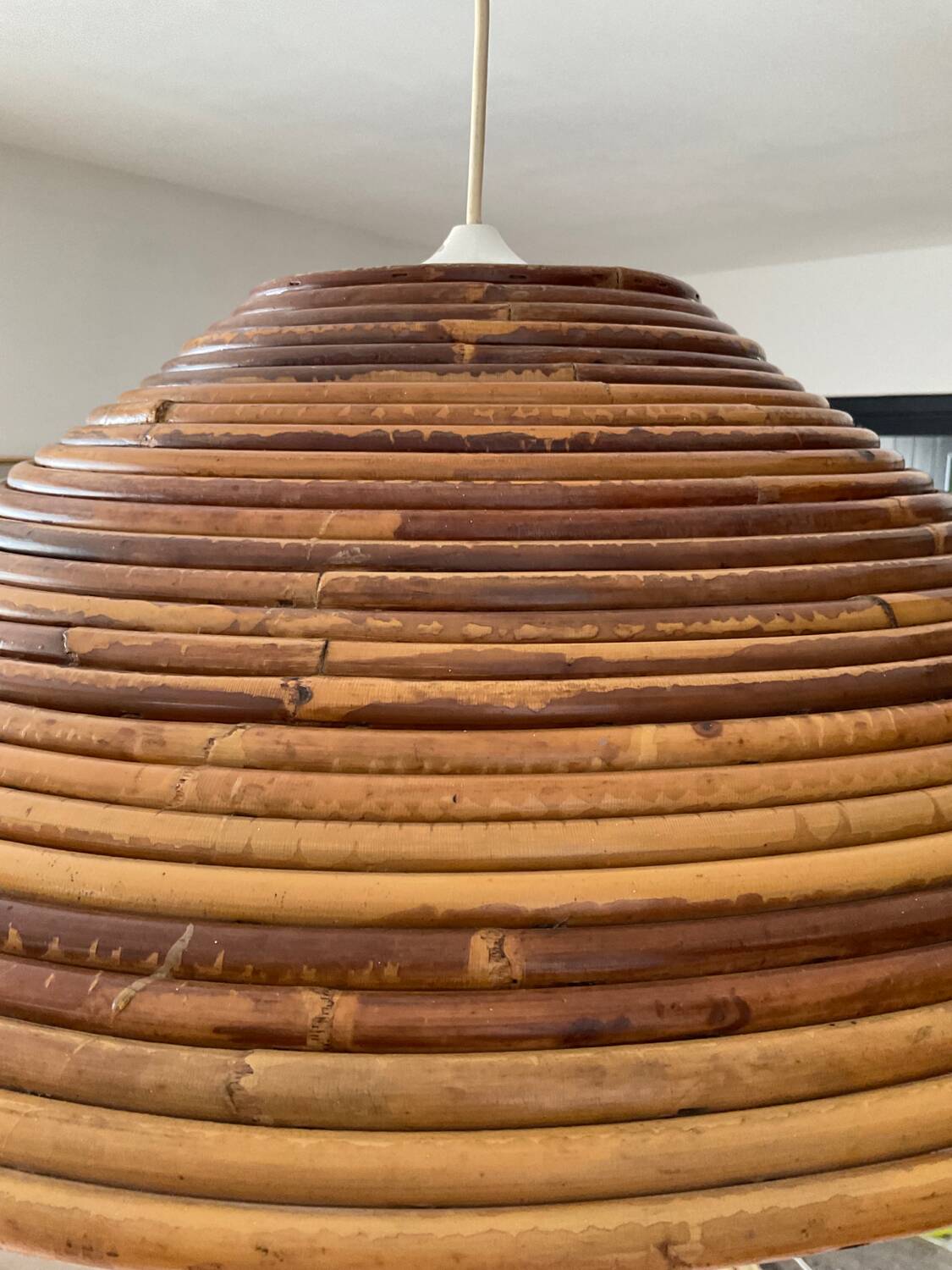 Large rattan pendant light from the 60s-70s