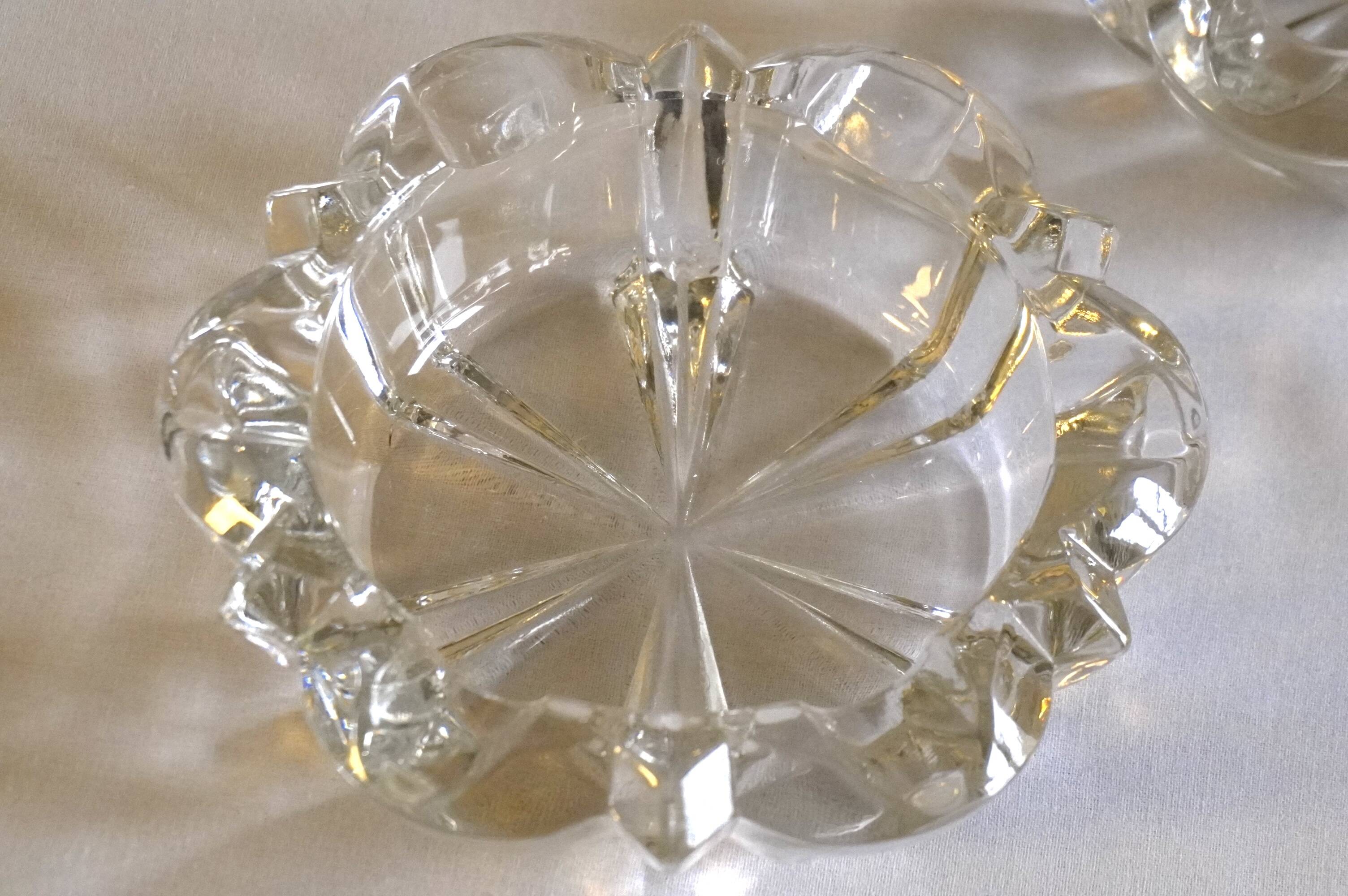 Set of 2 crystal ashtrays / pocket trays from Reims