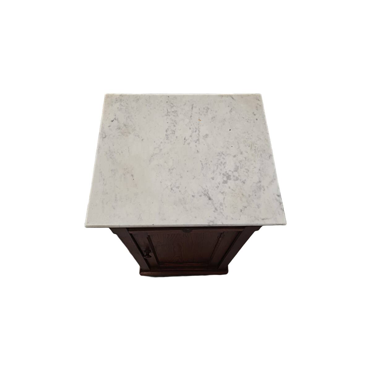 Antique Pine Bedside Table With Marble Top, late 1800s