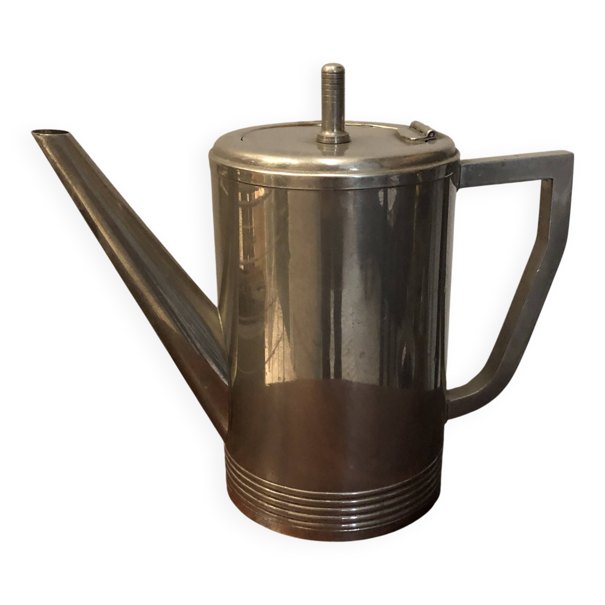 Stainless steel teapot in Art Deco style