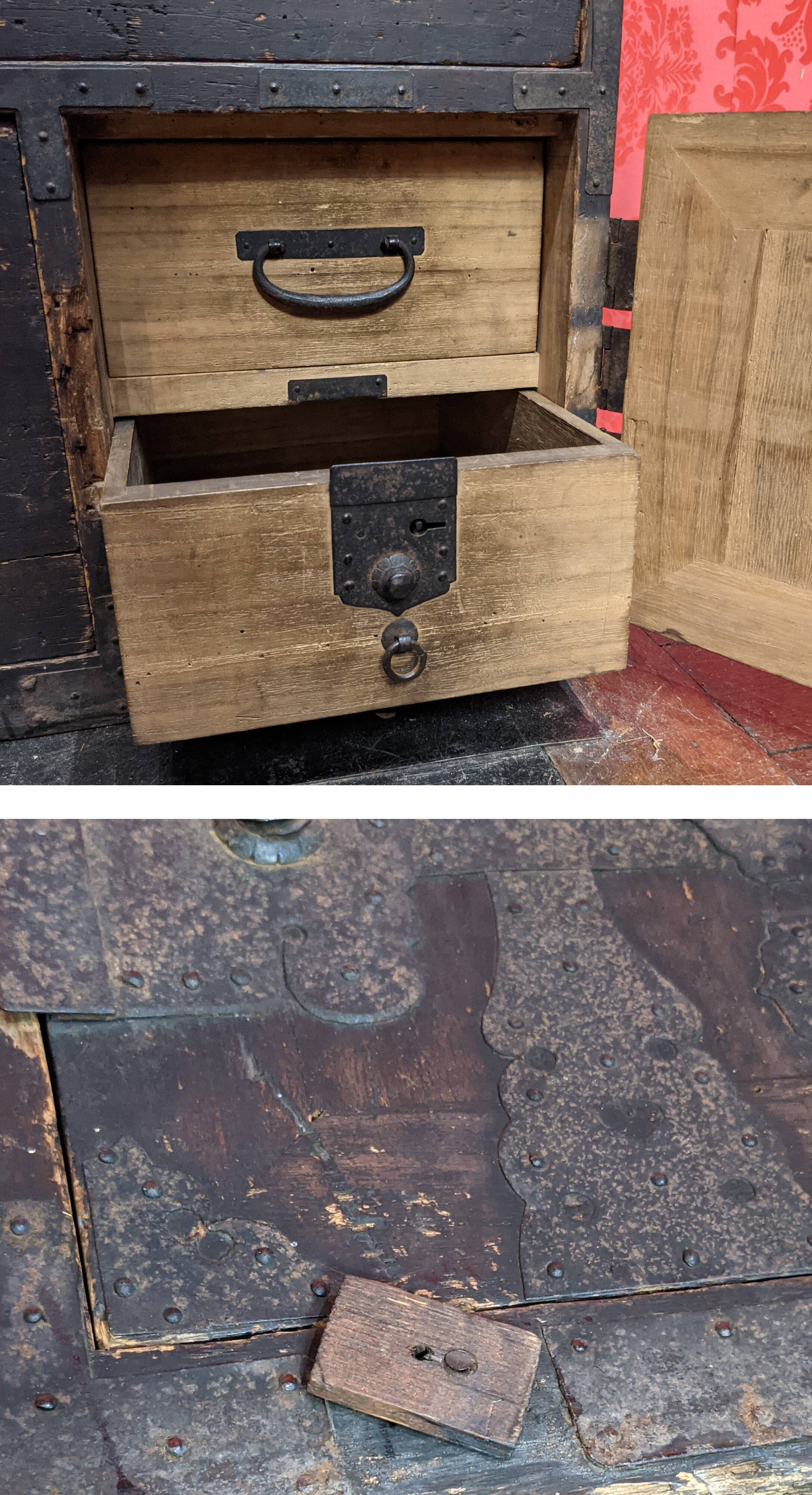 Tansu linen chest of drawers, japan, wabi sabi style, early nineteenth