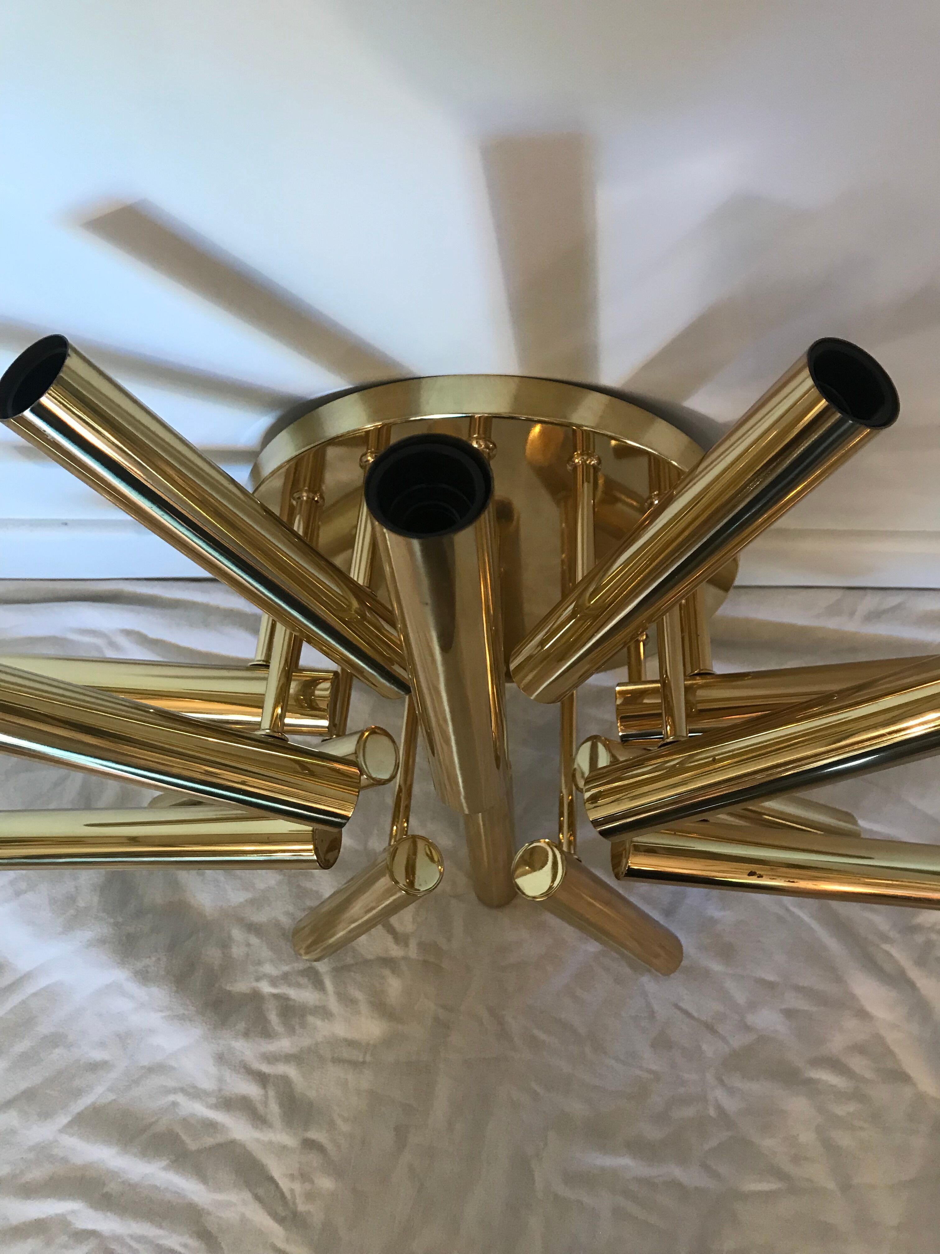 Chandelier 14 branches brass Sciolari House 1960