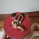 Old vintage wall lamp, brass glass and fake candle mirror