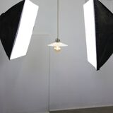 Mid-Century Italian Ceramic and Brass Pendant Lamp