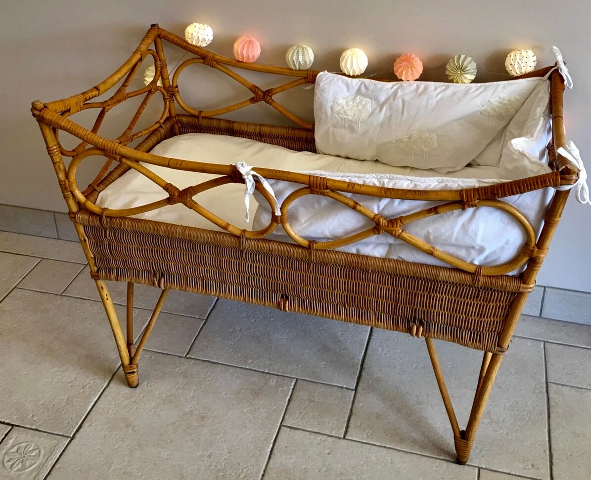 Vintage cradle rattan and wicker