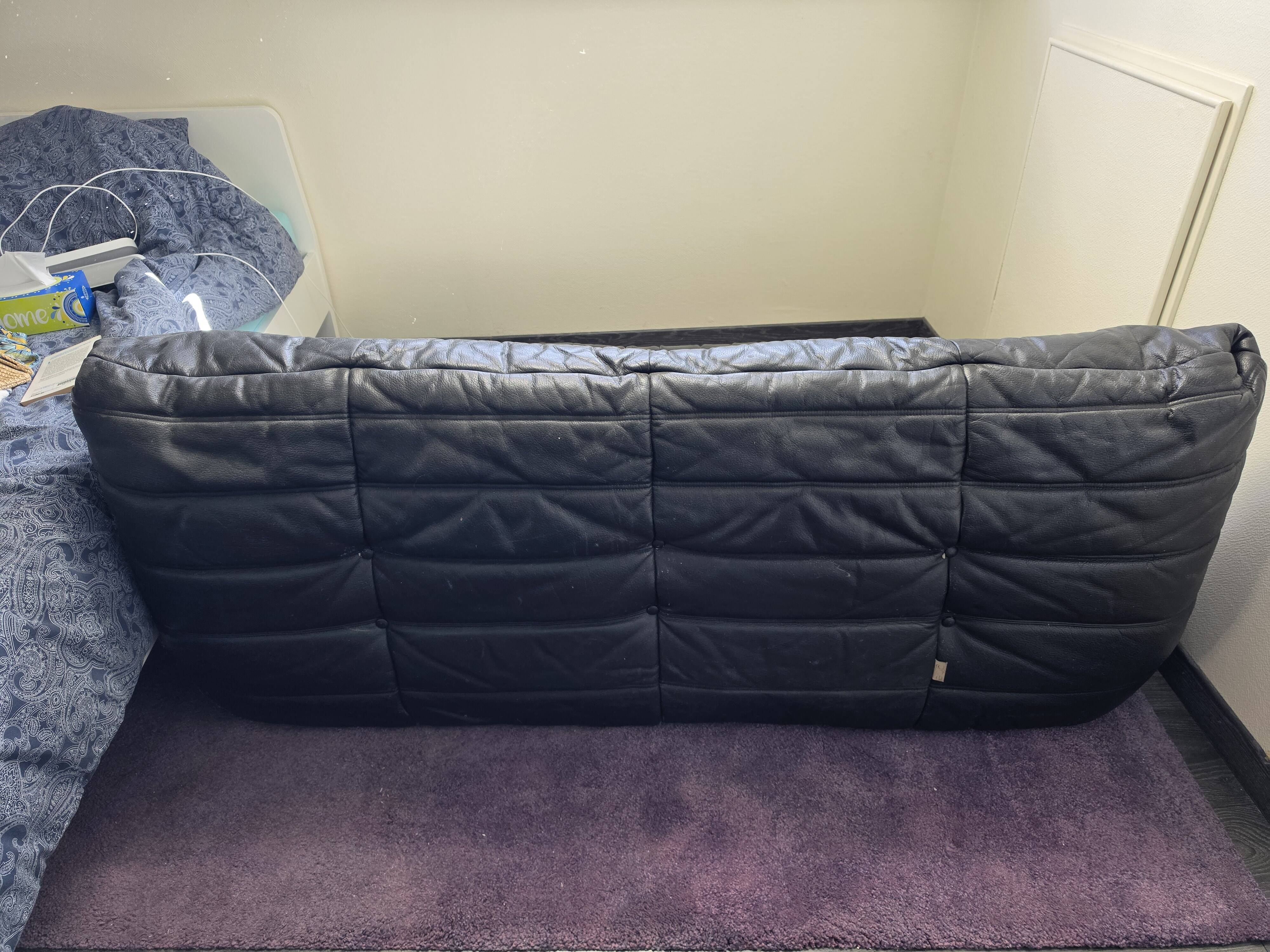 Togo Ligne Roset 3-seater - Black leather