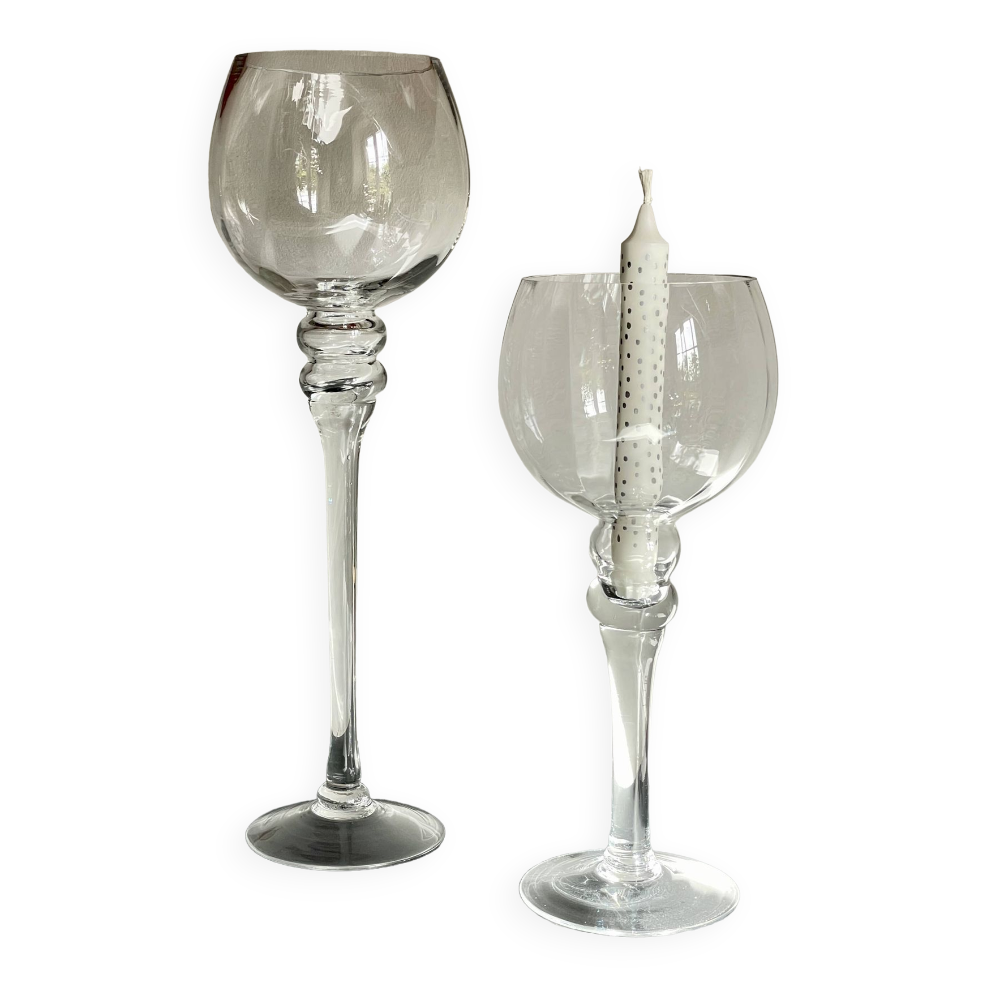 Duo of xl tealight holders in vintage crystal