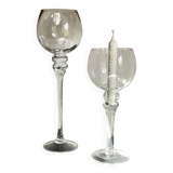 Duo of xl tealight holders in vintage crystal