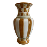 White and brown enamel vase Art Deco style