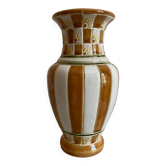 White and brown enamel vase Art Deco style
