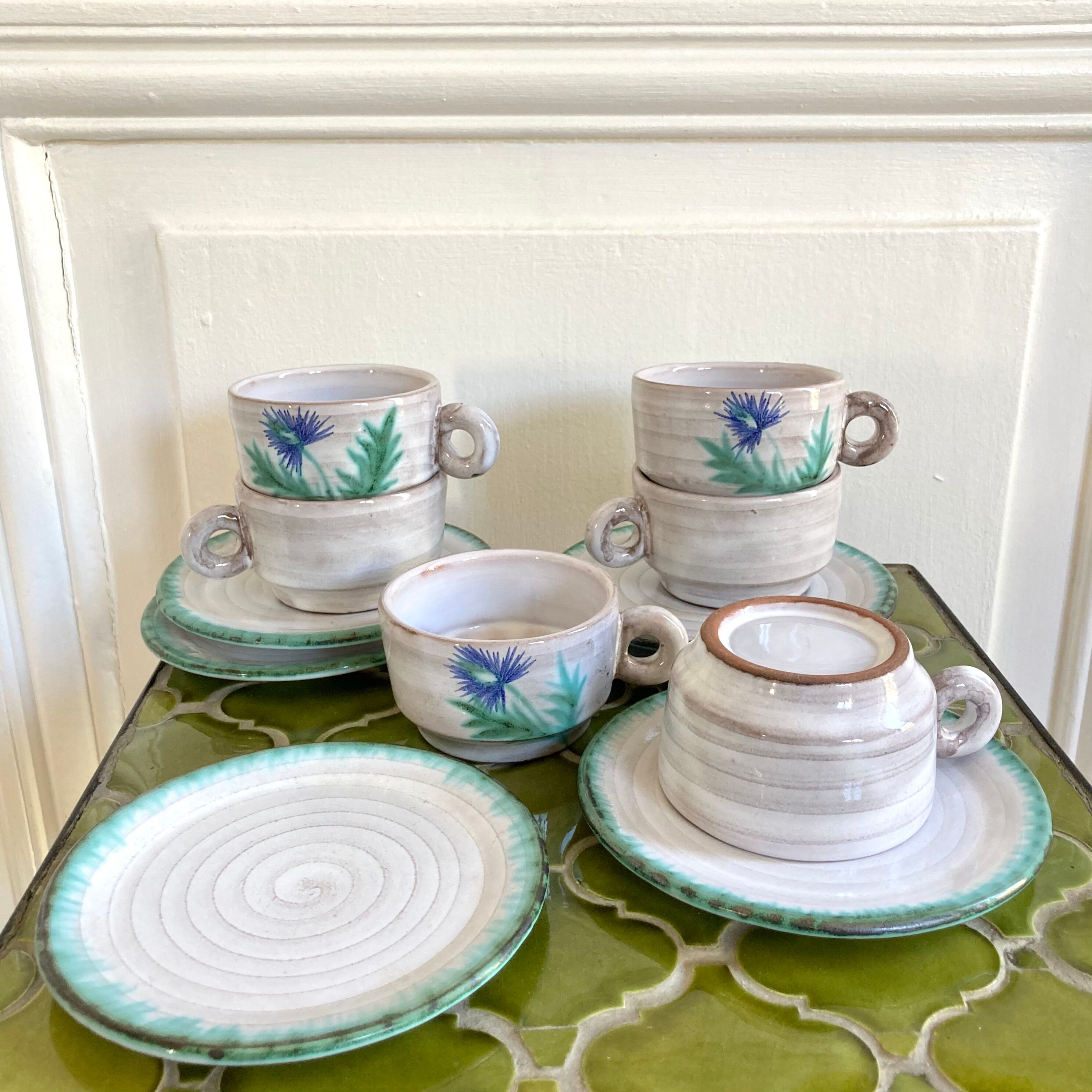 Ceramic mugs 70 hand-painted thistles