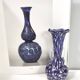 Vase en verre de Murano bleu attribué à Fratelli Toso avec des murrines, Italie