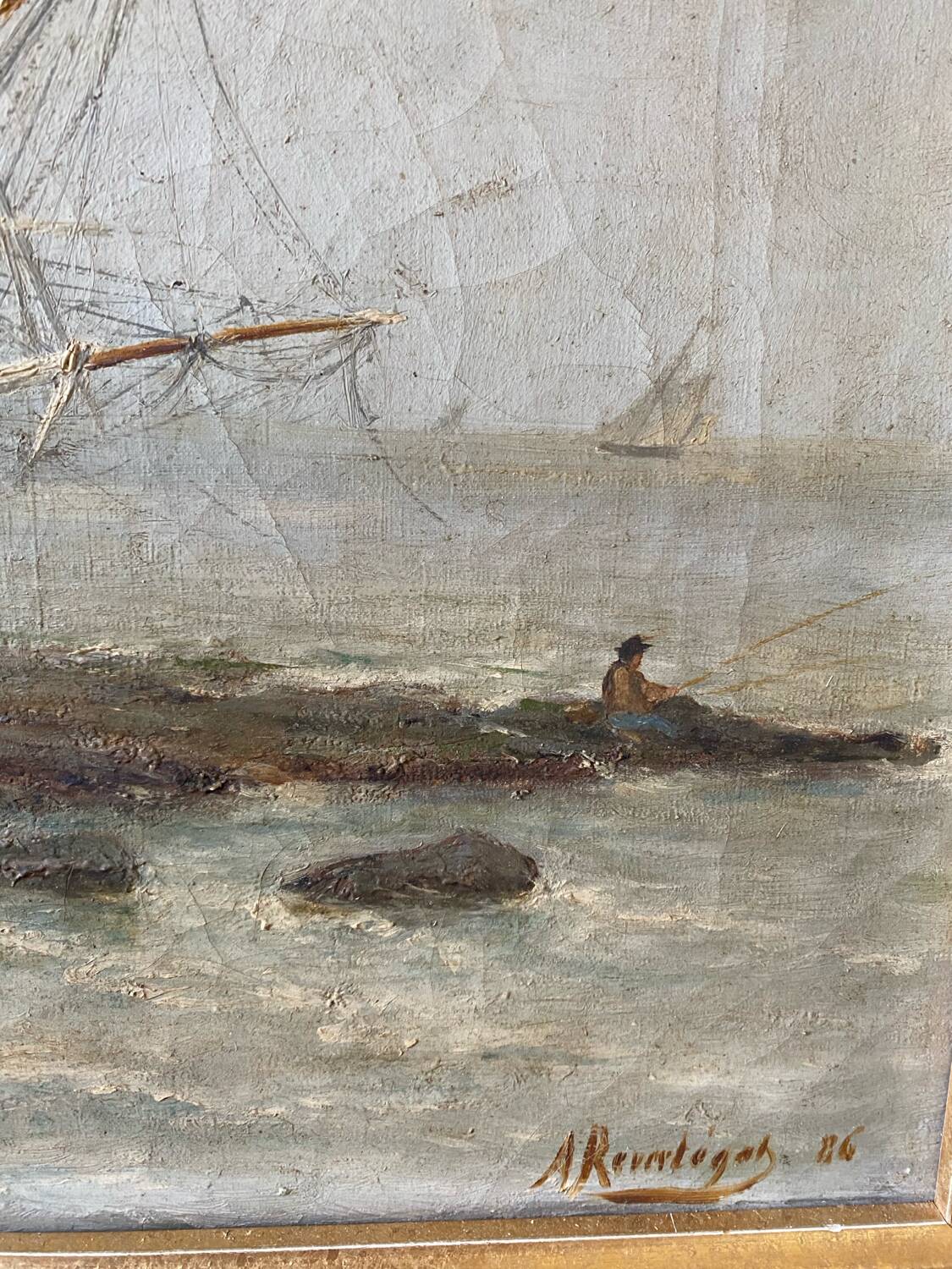 Signed stranded boat from 1886