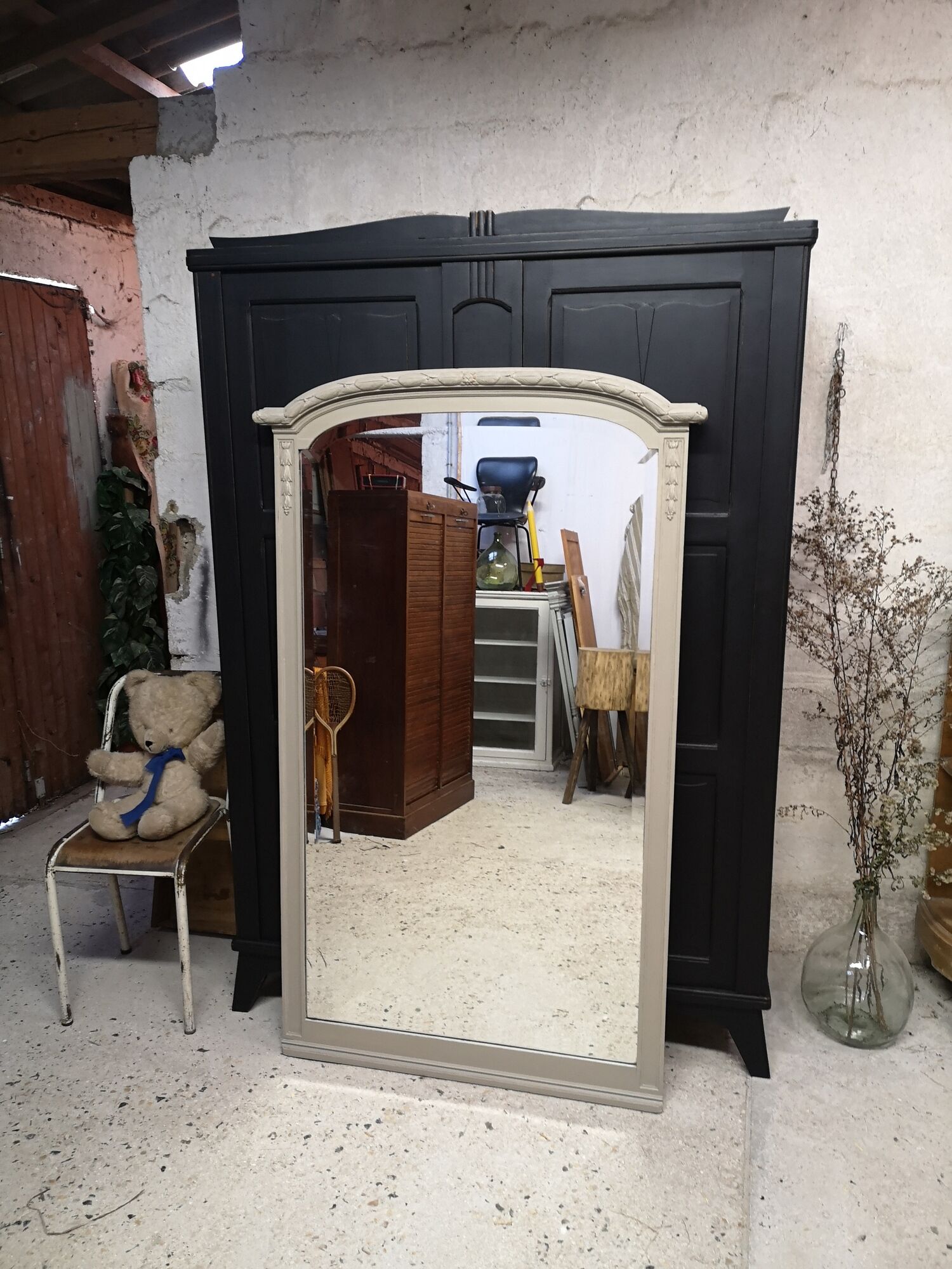 Mirror trumeau 1900 patina shabby chic gustavien ice 160 x 97