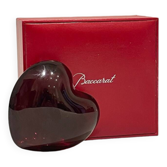 Baccarat red heart “amor” in crystal, stamped paperweight