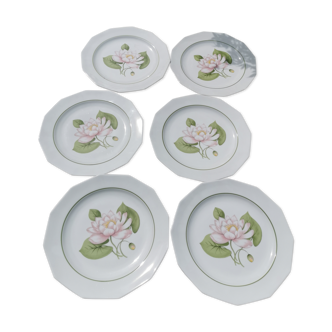 6 assiettes , Chaumette Paris modèle nénuphar.