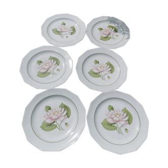 6 plates, Chaumette Paris model water lily.