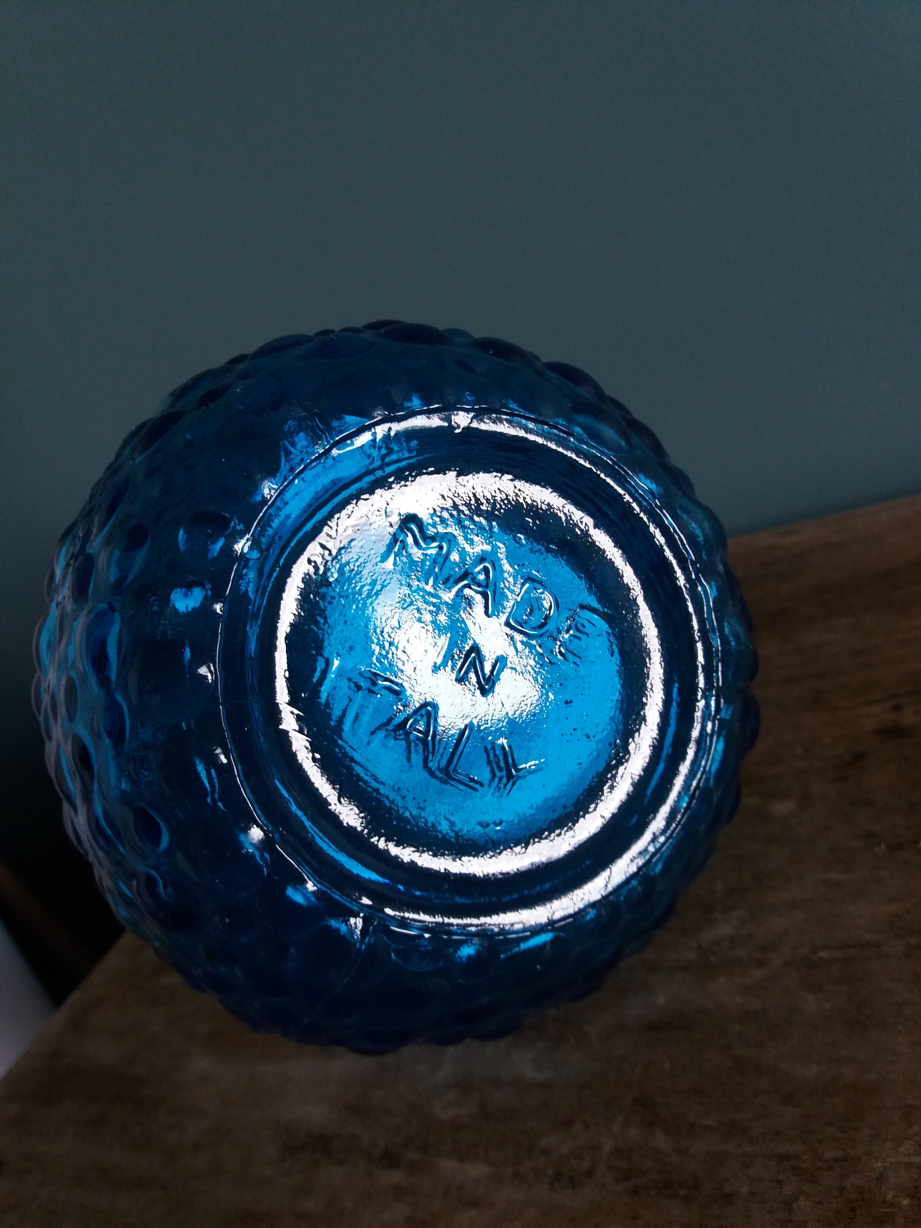 Empoli carafe in turquoise blue glass