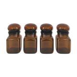Lot de 4 flacons bocaux en verre ambré style apothicaire