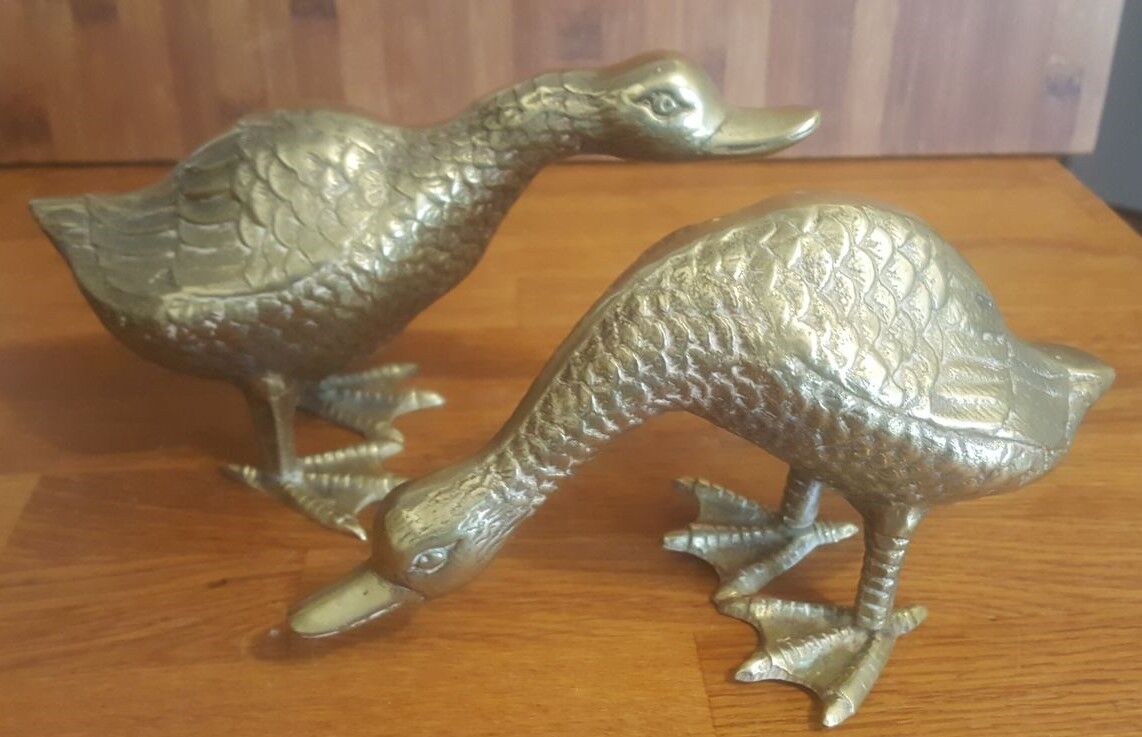 Duo de canards vintage en laiton
