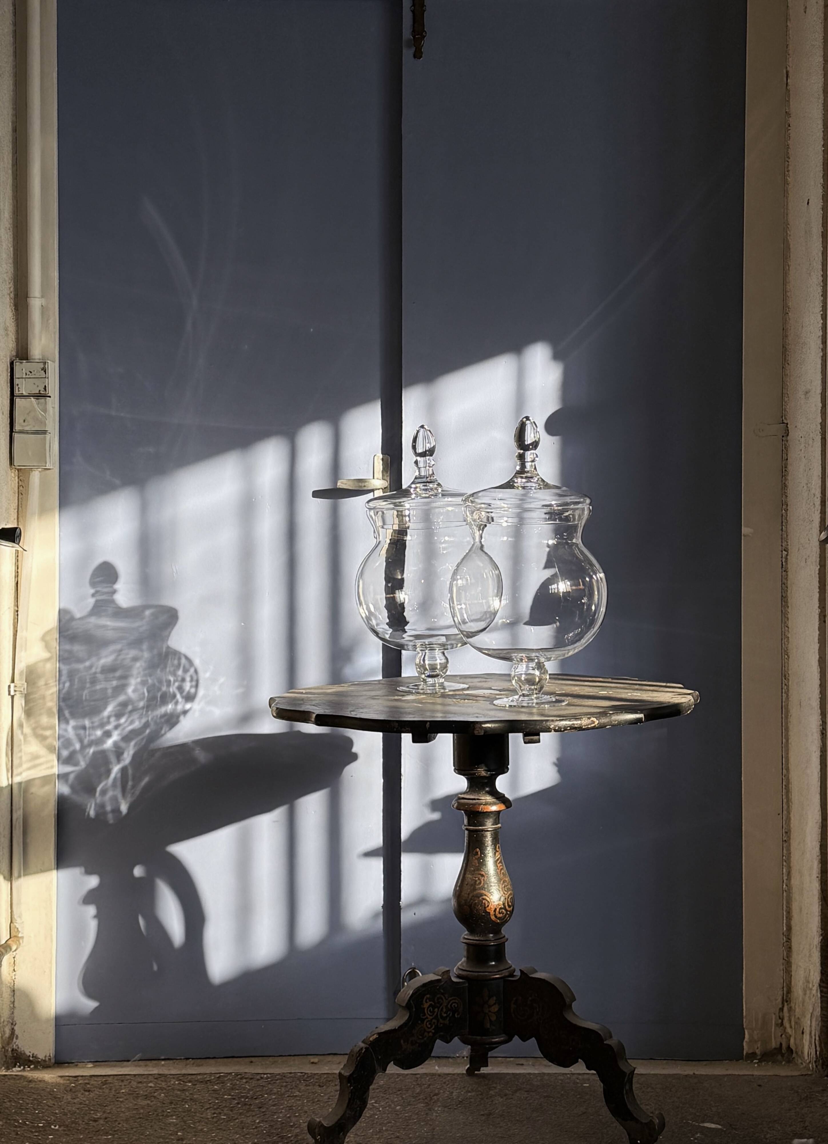 Pair of blown glass sweet jars