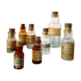 Lot of 8 old apothecary vials