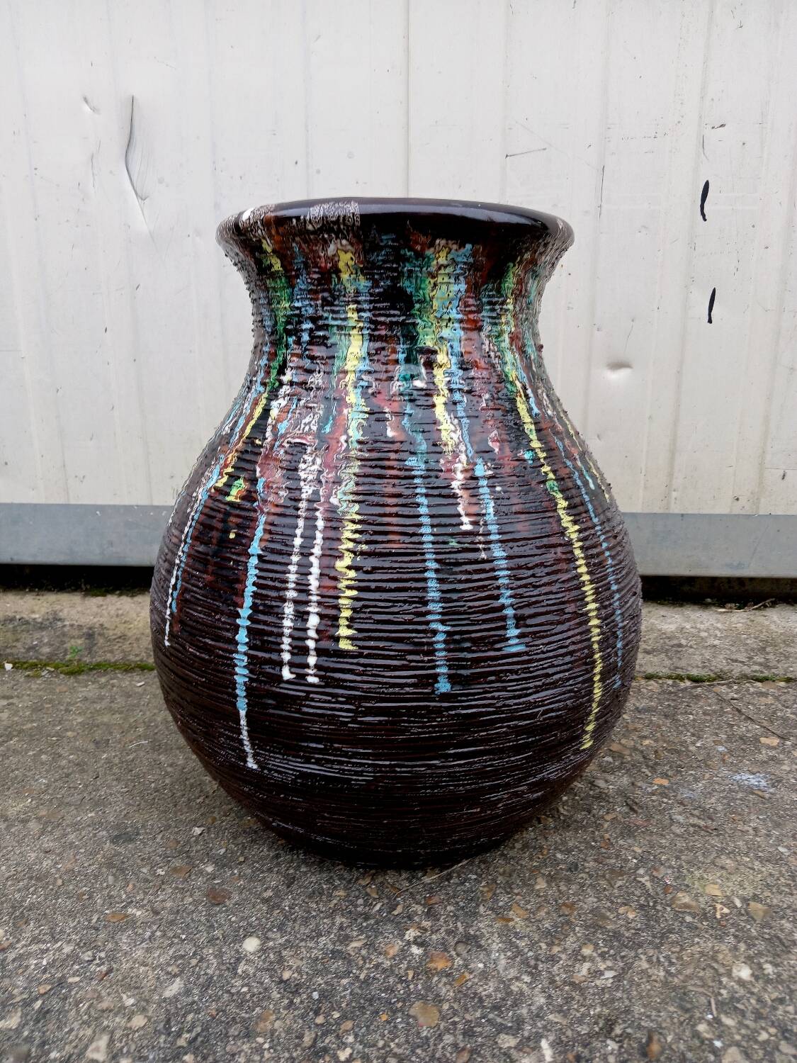 Old vintage ceramic flower pot