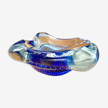 Vintage murano blue glass bowl ashtray