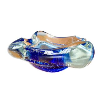 Vintage murano blue glass bowl ashtray