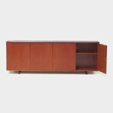 Vintage mid century modern sideboard cabinet made of teak with 4 doors, 1960s