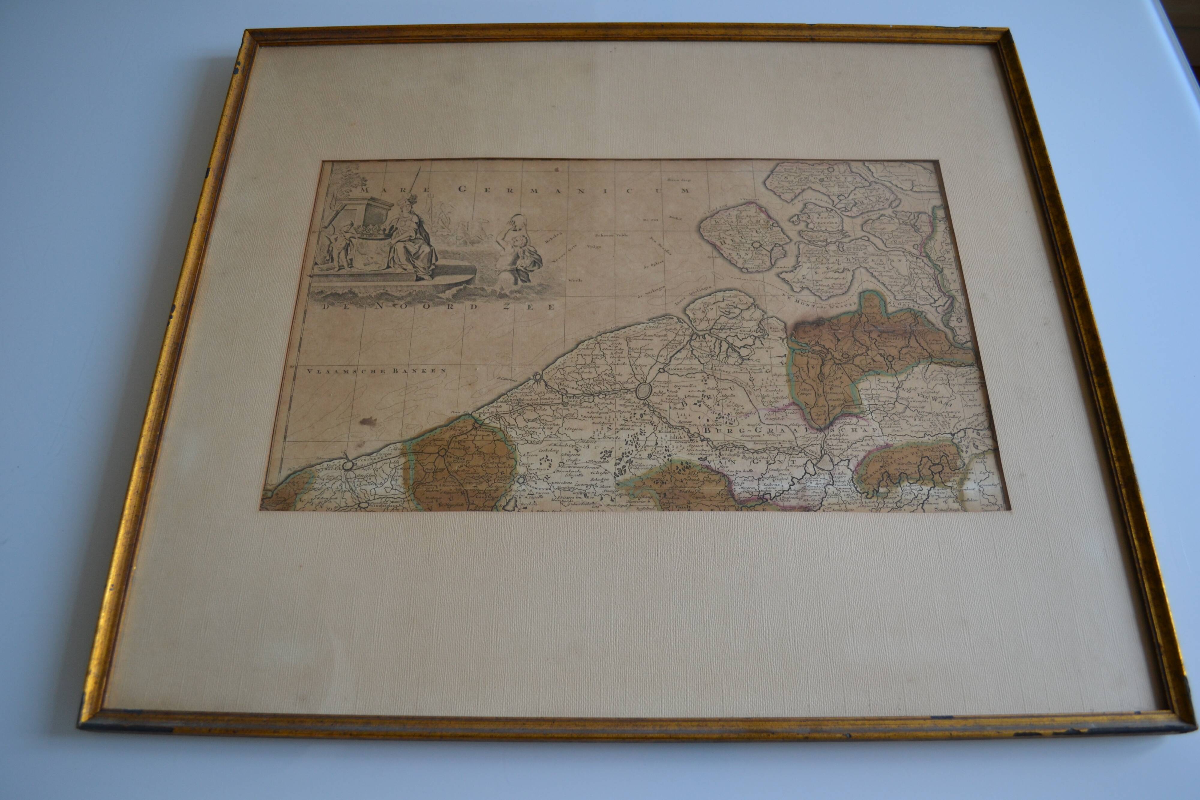 Map of the County of Flanders Belgium by Peter Schenck (1660 1718)