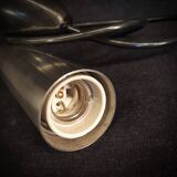 Pair of still tube pendant lights in polished stainless steel, 1970s, new