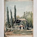 Old watercolor rural landscape dated 1885