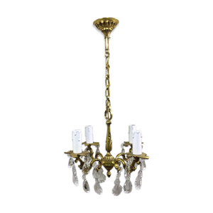 Lustre 4 lumières bronze - pampilles