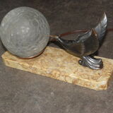 Art Deco marble figurine table lamp