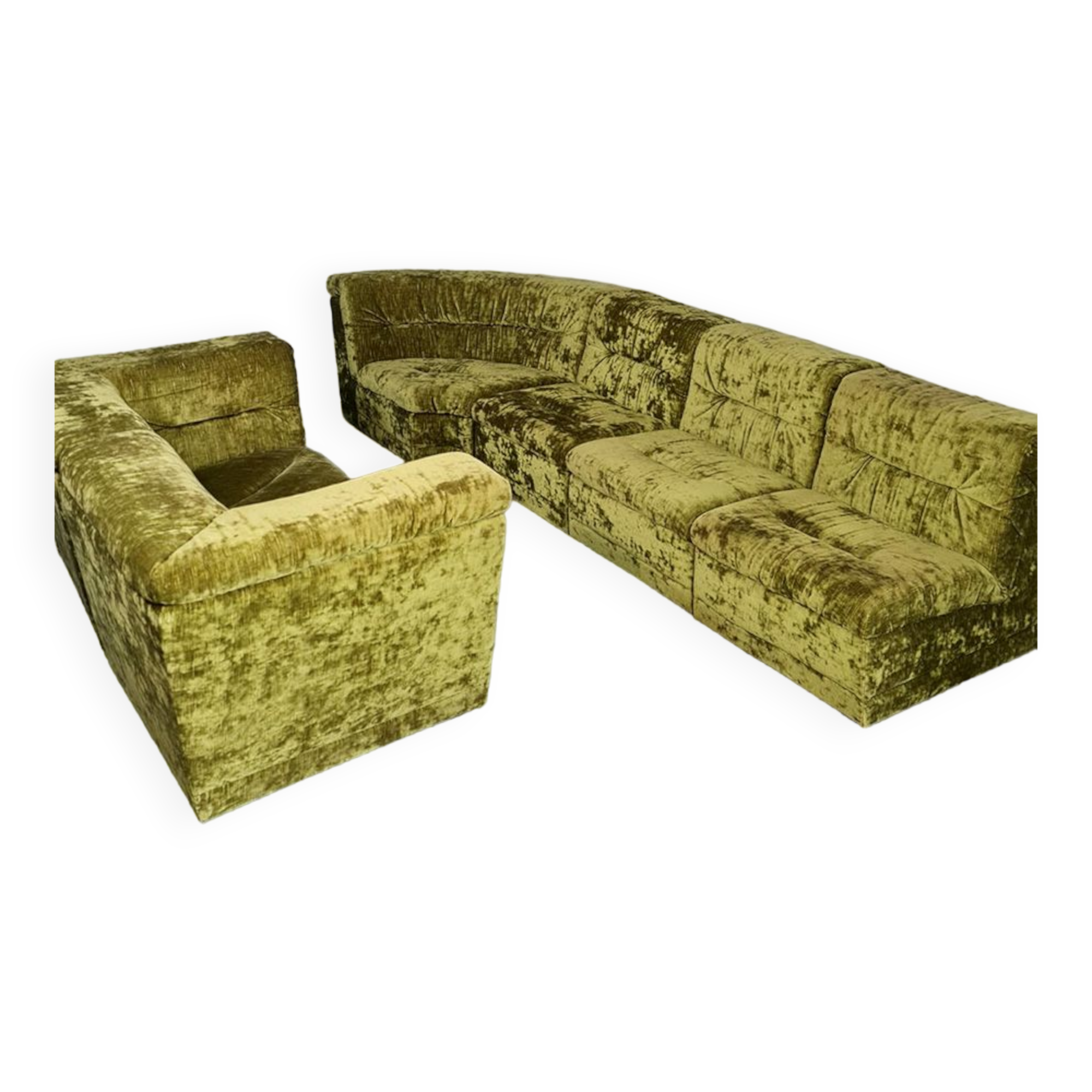 Vintage design modular sofa green velvet 'Groovy 70s'
