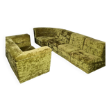 Vintage design modular sofa green velvet 'Groovy 70s'