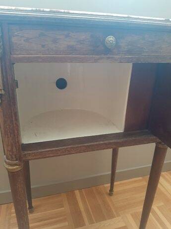 Wood and marble bedside table